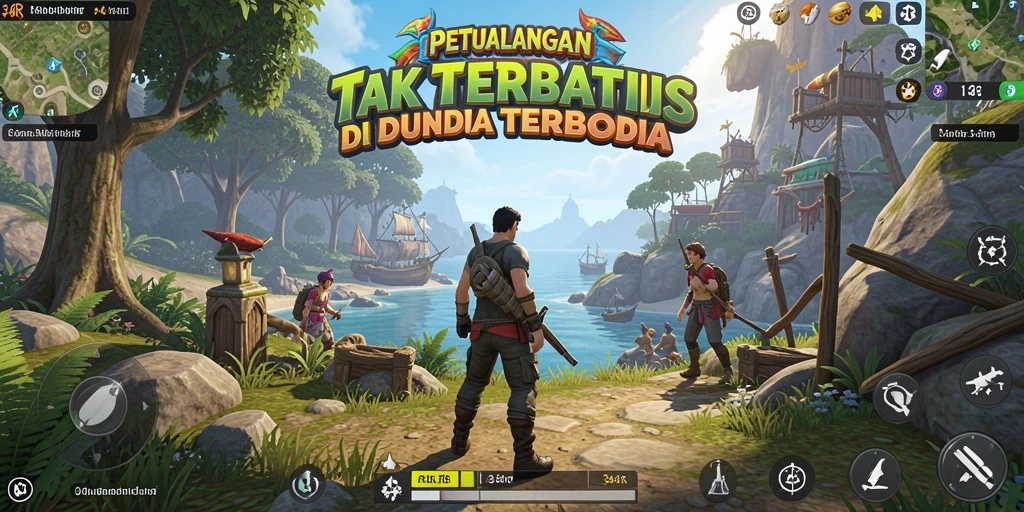 Gameplay seru di dunia terbuka 34R yang penuh petualangan.