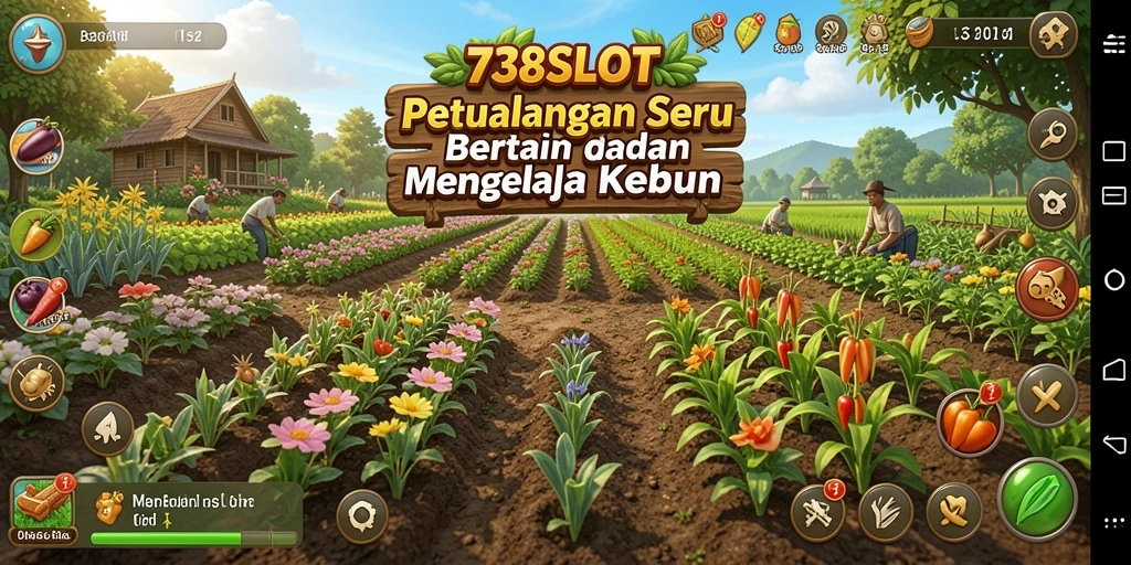 Tampilan gameplay menarik dari 738SLOT dengan kebun yang subur.