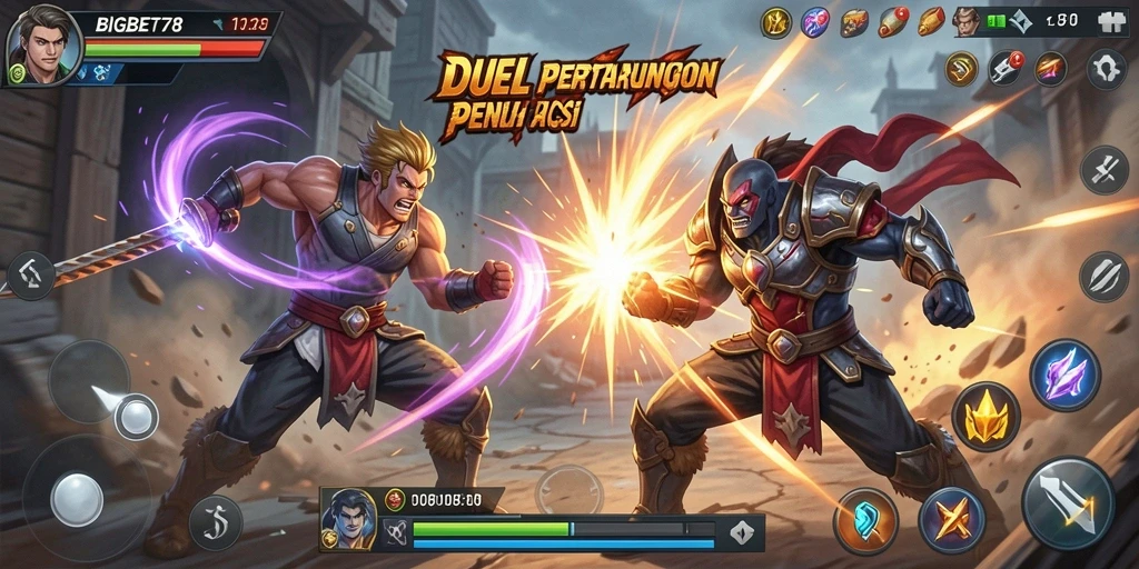 Tampilan gameplay seru dengan aksi pertarungan mendebarkan.
