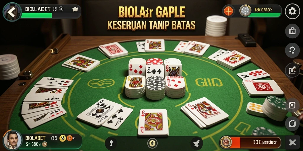 Skrinsut gameplay BIOLABET menampilkan keseruan permainan Gaple.