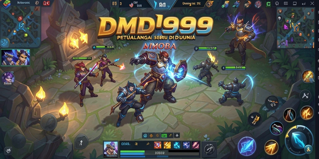 Tampilan gameplay seru DMD999 dengan pertarungan taktis di arena.