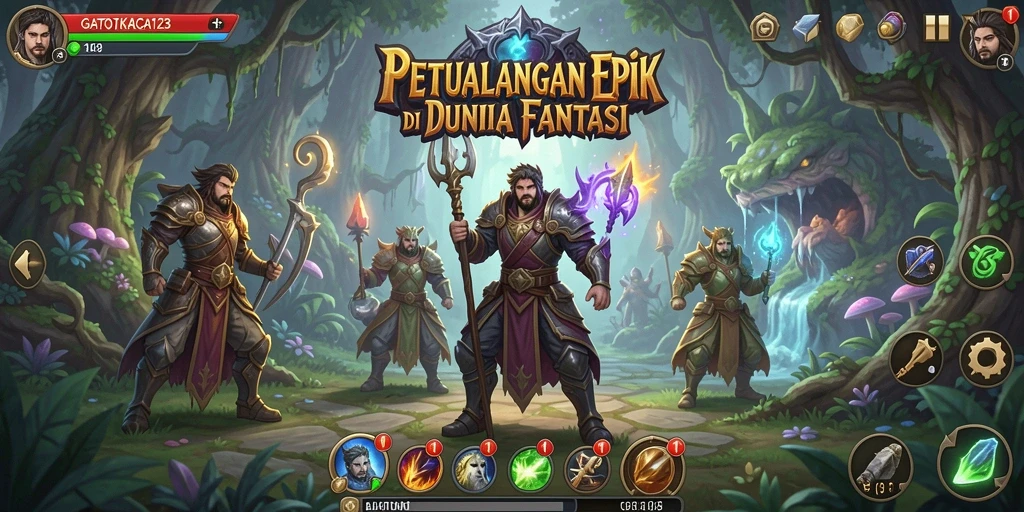 Tangkapan layar aksi epik dalam GATOTKACA123 dengan Gatotkaca melawan monster.