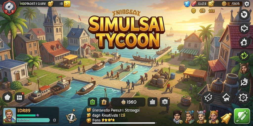 Screenshot gameplay <strong>IDR89</strong> yang menampilkan aktivitas bisnis yang dinamis.