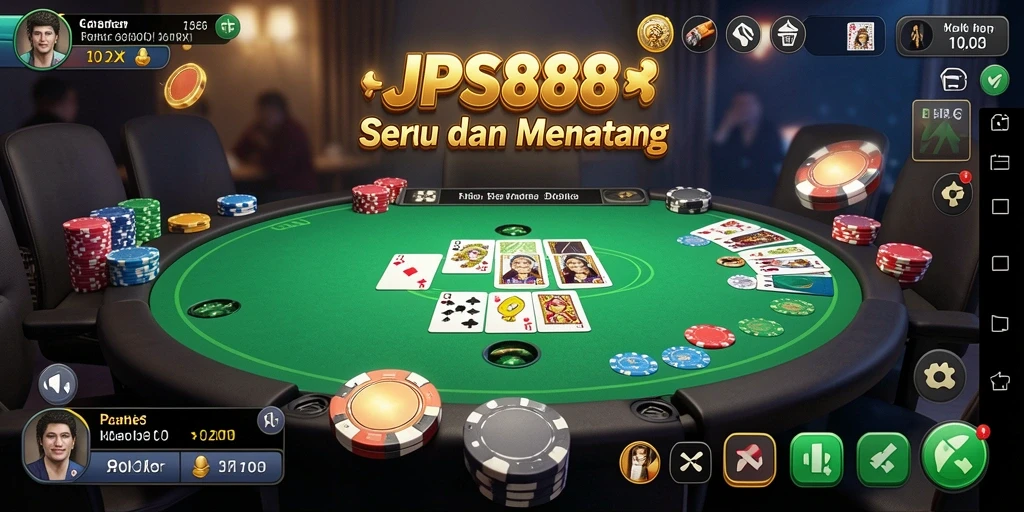 Screenshot utama JPS888 menampilkan gameplay poker yang seru dan kompetitif.