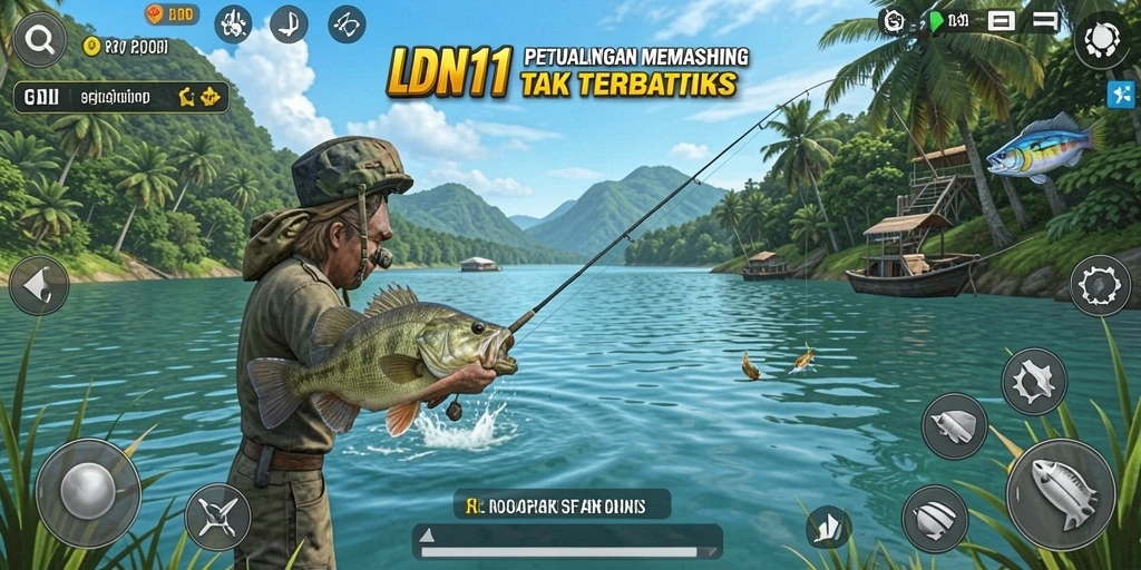 Tampilan layar utama LDN11 saat memancing dengan berbagai pilihan ikan.