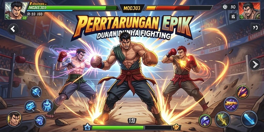 Tampilan gameplay pertarungan seru di MODE303 dengan aksi mendebarkan.