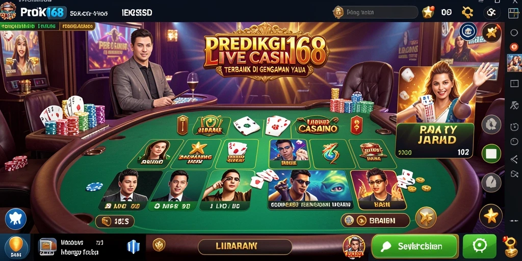 Screenshot utama PREDIKSI168 menampilkan gameplay Live Casino yang seru.