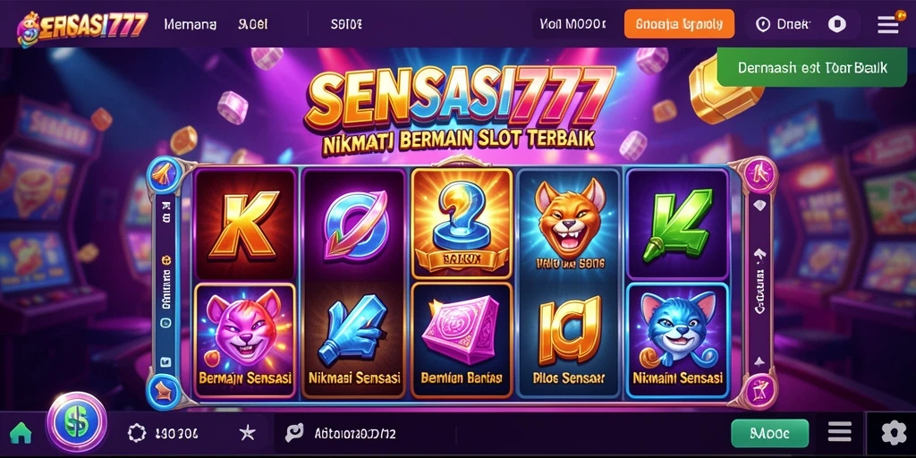 Screenshot SENSASI777 menampilkan gameplay slot yang seru dan interaktif.