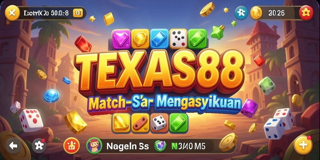 Tampilan gameplay TEXAS88 yang seru dalam tantangan Match-3.