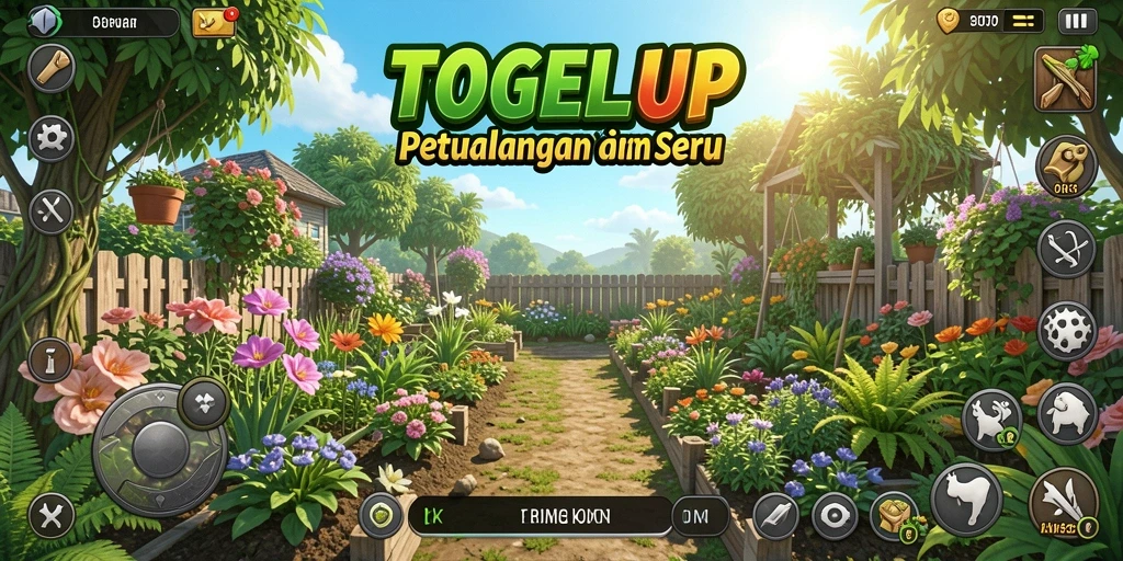 Tampilan gameplay TOGELUP dengan aktivitas berkebun yang seru.
