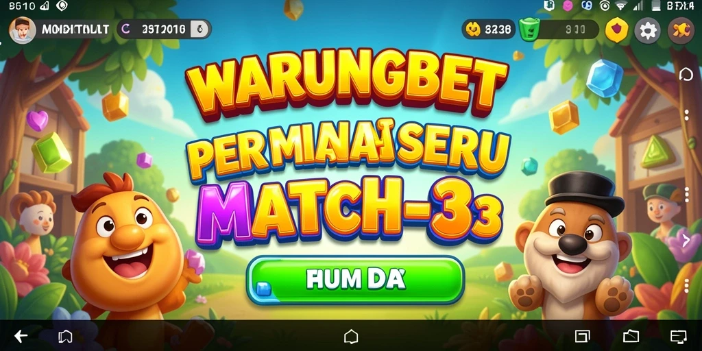 Tampilan gameplay seru di WARUNGBET dengan level Match-3 yang menantang.