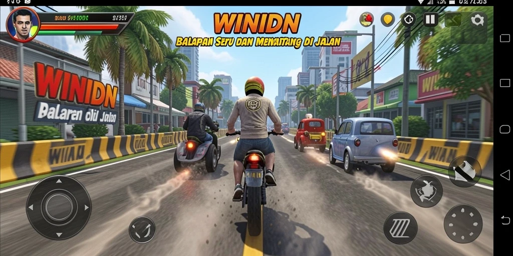 Tampilan balapan seru dari gameplay WINIDN.